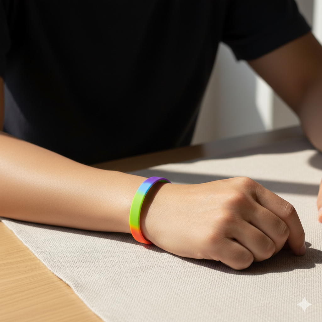 Rainbow Silicone Wristband - Image 2