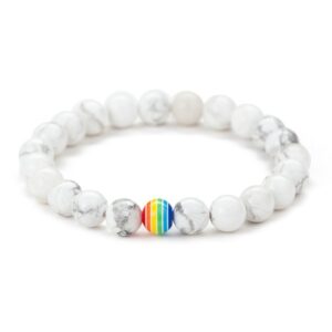 Rainbow Bead Bracelet White