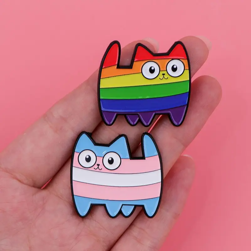 Trans Pride Cat Enamel Pin - Image 2