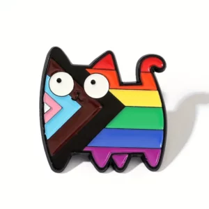 Progress Pride Cat Enamel Pin