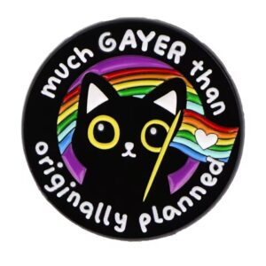 Much Gayer Rainbow Cat Face Enamel Pin