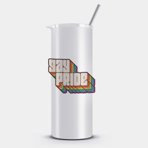 Retro Gay Pride Lettering Tumbler