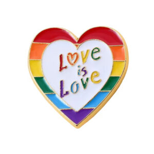 Love is Love Rainbow White Heart Pin
