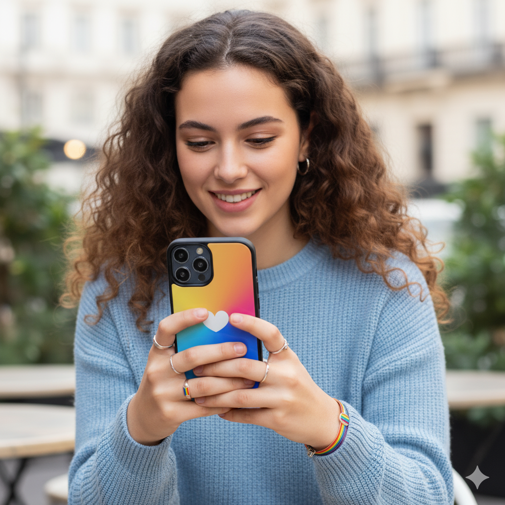 Rainbow Gradient Heart MagSafe Case for iPhone - Image 3