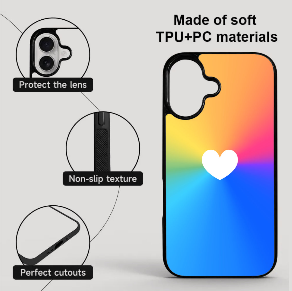 Rainbow Gradient Heart MagSafe Case for iPhone - Image 2