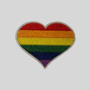 White Rainbow Heart Icon-On Patch