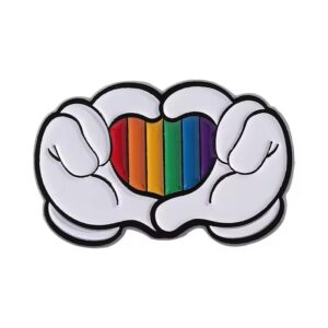 Rainbow Heart Hands Enamel Pin