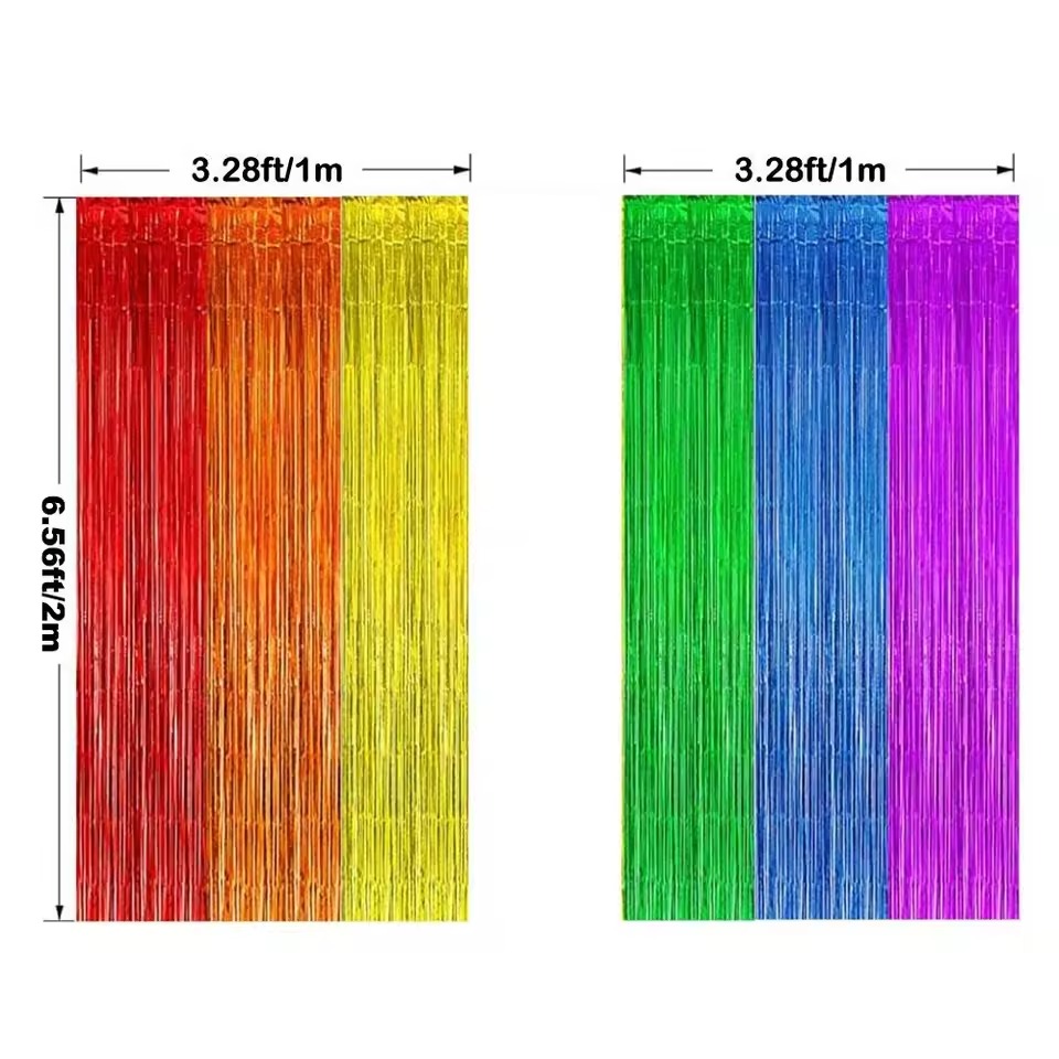 Rainbow Pride Foil Fringe Curtain - Image 4