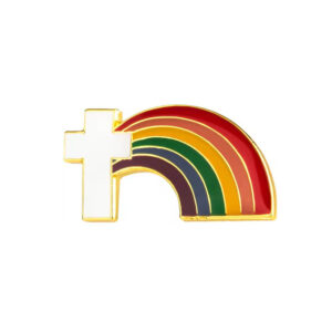 Rainbow Cross Enamel Pin