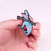 Trans Rights or I Bites T-Rex Enamel Pin - Image 2