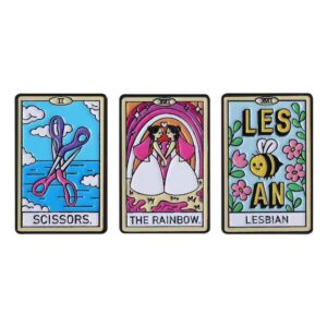 Lesbian Tarot Card Enamel Pins - 3 Pack